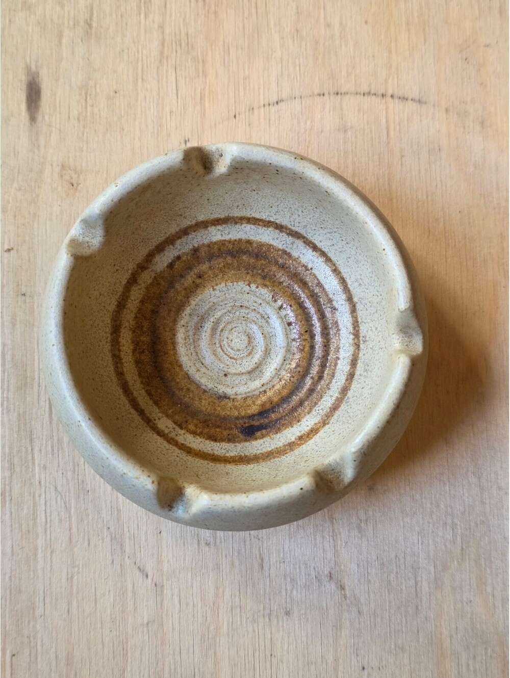 Vintage Studio Pottery Ceramic Ashtray Tan Brown Earth Tones Pic Tic USA